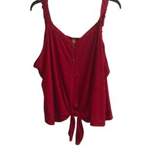 Perseption Red Tank Top with Tie Front Spring Summer Cottage Core